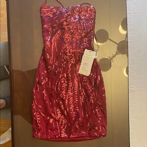 Starlight Red Sequin Mini Dress